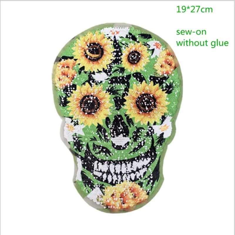Раскладные бусины Подсолнух череп большие тканевые блестки вышитые печатные