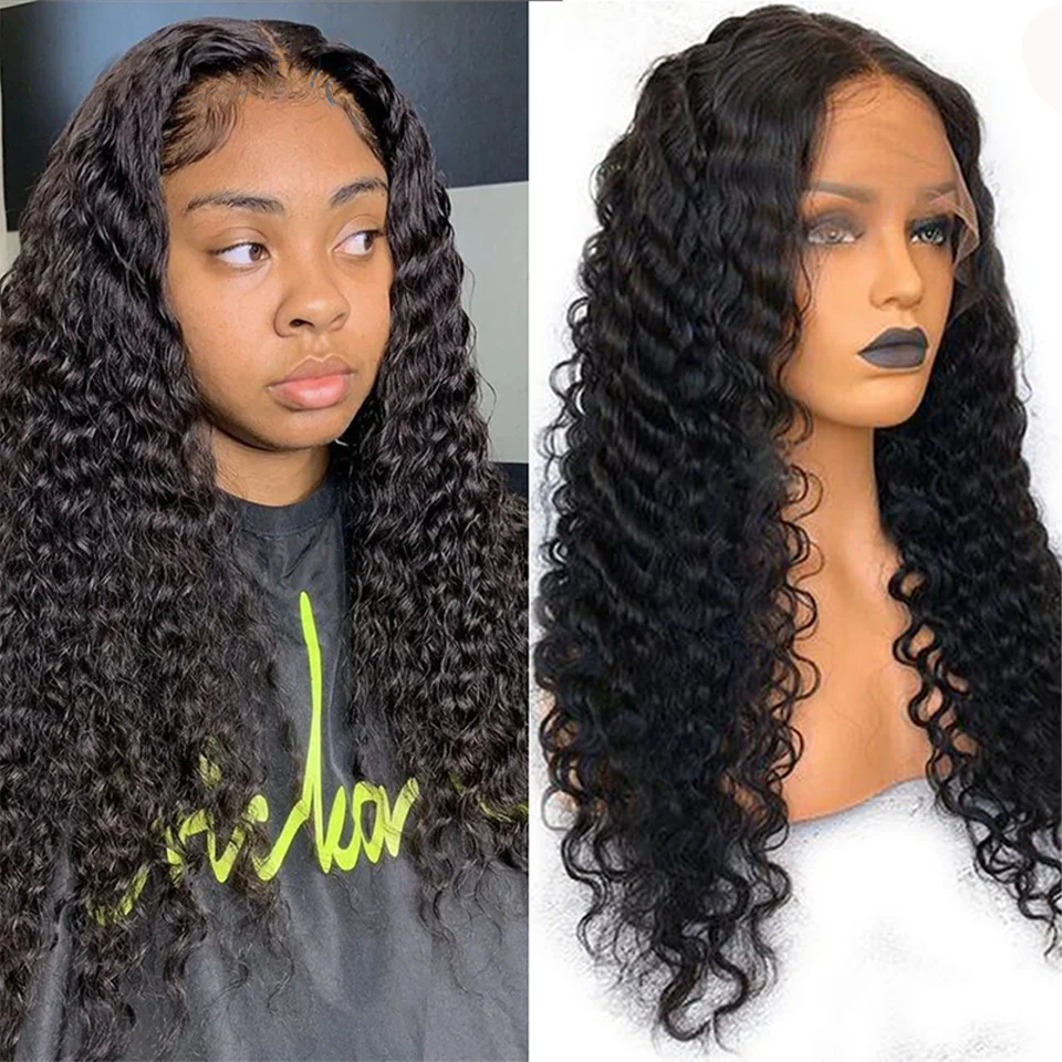 

Deep Wave 4x4 Lace Closure Wig Human Hair Wigs Deep Wave Human Hair Wigs Pre Plucked 150% 180% Density Brazilian Human Hair