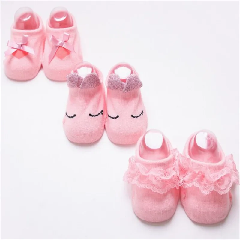 

3 Pairs/lot Lace Princess Baby Socks Newborn Cotton Boys Girls Sock Toddler Dispensing Non-slip Socks Accessories Spring, Summer