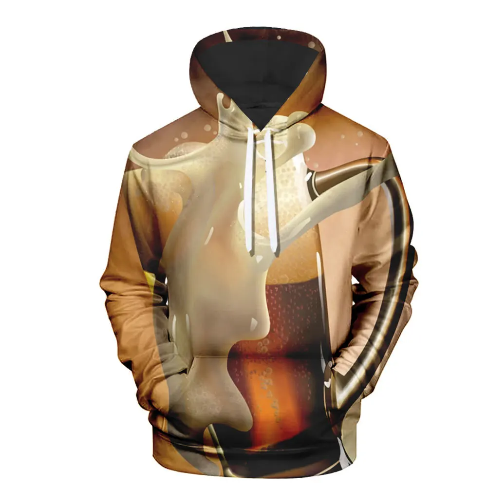 

Men's Personality Creative 3D Beer Pattern Hooded Comfortable Color Printing