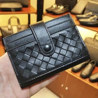 luxury brand genuine leather womens card holder designer pocket buckle id card male storage business card holder female wallet