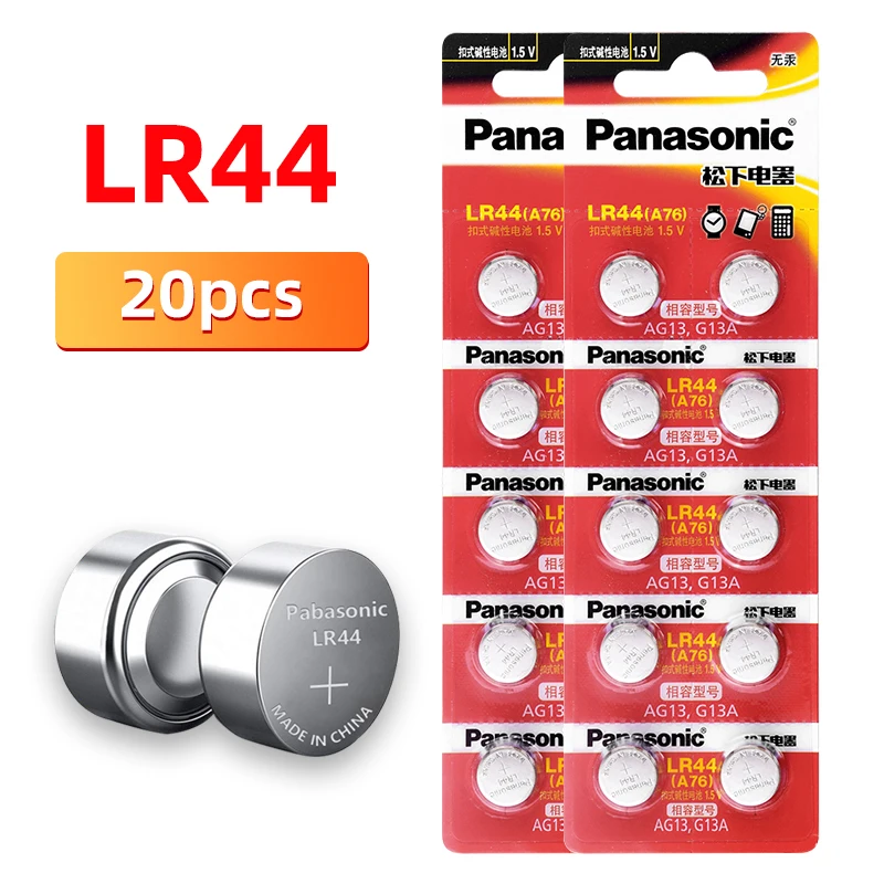

20pcs/1pack PANASONIC AG13 Coin Cell Battery LR44 357 357A S76E G13 Alkaline Button Batteries 1.5V For Watch Electronic Remote