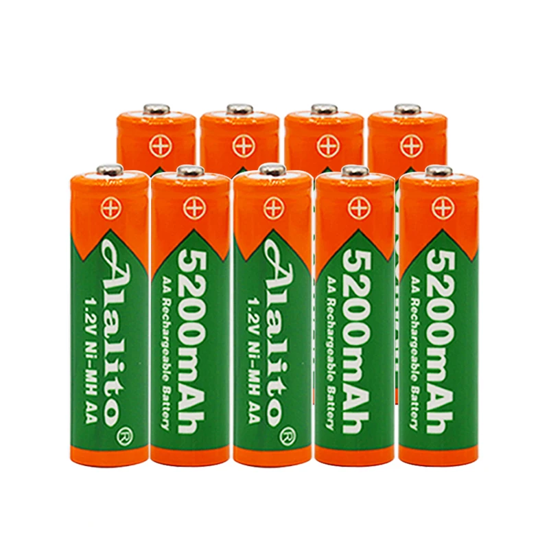 5200mAh 1.2V Ni-Mh AA Перезаряжаемая батарея белого цвета 2А энергия для MP3-плеера, мобильного телефона, RC-устройства, светодиодного фонаря, игрушек. Бесплатная доставка.
