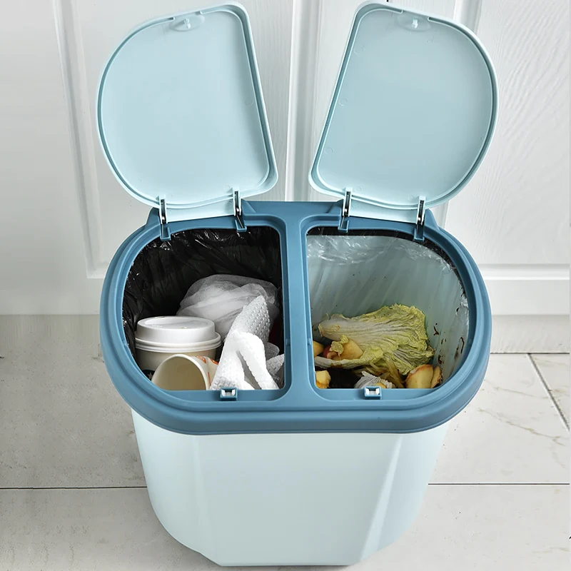 

Dry-wet separation household classification trash can with cover small kitchen special poubelle Nordic plastic dustbin
