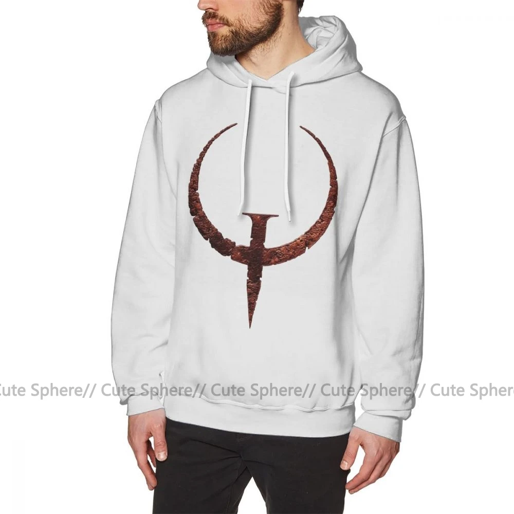 Quake худи с логотипом Quake, толстовки с капюшоном для улицы, хороший пуловер, худи с длинным рукавом более размера, хлопковые фиолетовые Мужские Зимние толстовки - Цвет: White