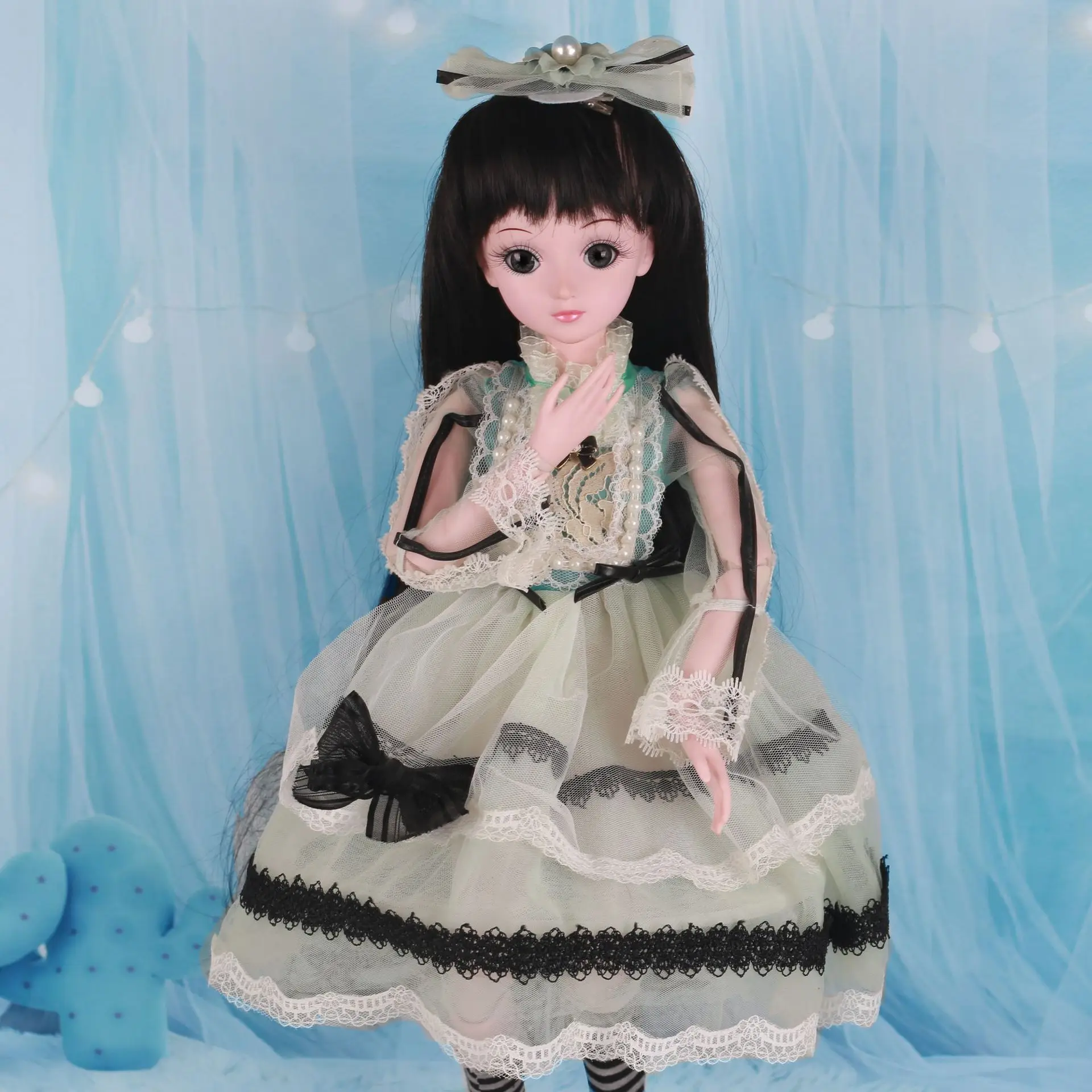 

New 60cm Simulation Princess BJD Doll 1/3 4D Simulation Eyes Dress-up Play House Set Multi-joint Movable Girl's Perfect Gift Toy
