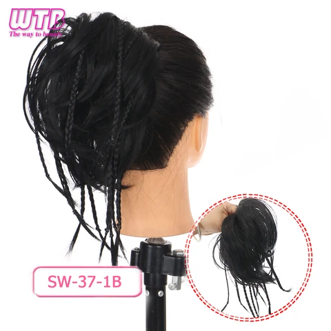 WTB синтетические короткие прямые заколки в виде пончика, пучок волос, нечистоплотные косички, шиньон, эластичная резинка для волос, резинка для хвоста, наращивание волос