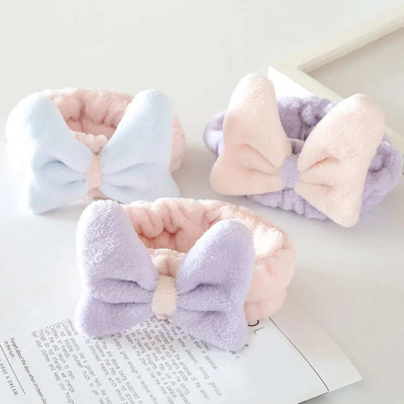 

Cute Flower Bow Coral Velvet Soft Headband Women Girls Wash Face Makeup Hair Holder Elastic Hairbands Headwrap Hair Accessories