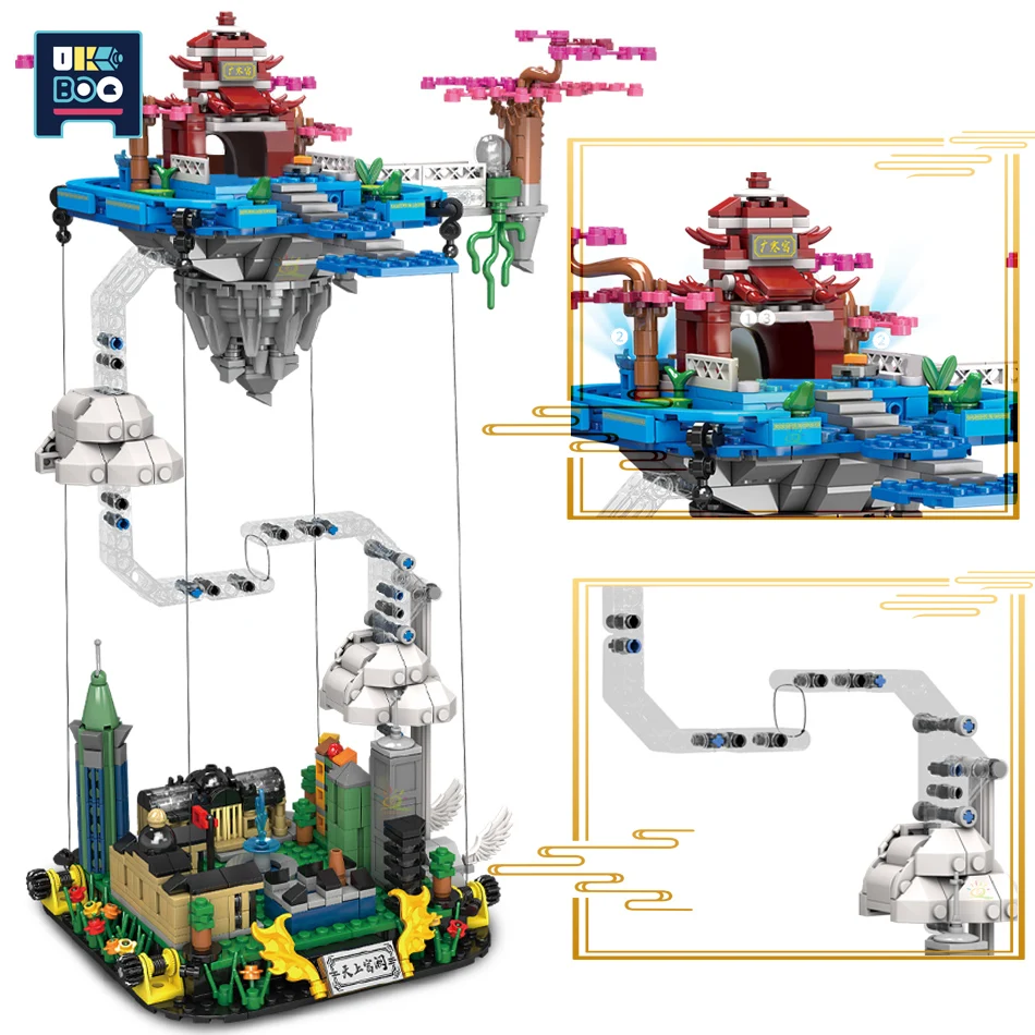 

UKBOO 1116 шт. китайский Легенда Moon Palace модель строительные блоки город Tensegrity высокотехнологичных кирпичи плавающий Castle in the Sky игрушки