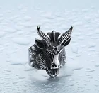 Винтажный в стиле панк готика стильное высококачественное металлическое кольцо сатана козы, очаровательное мужское повседневное ювелирное изделие в стиле панк байкера