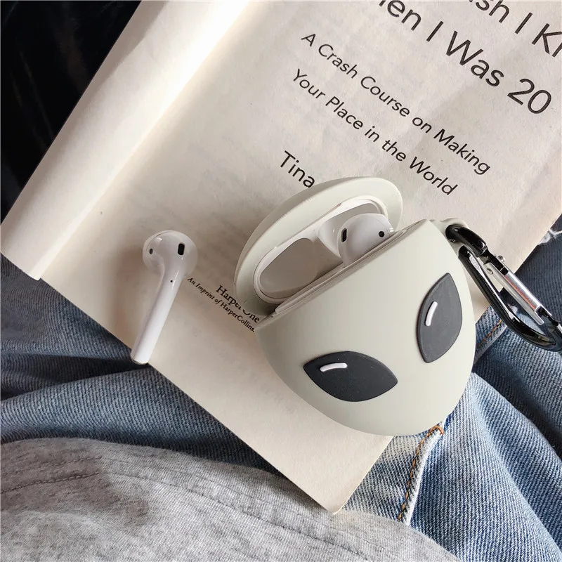 Мягкий силиконовый чехол для наушников Apple Airpods 1/2 с 3d-рисунком и пришельцами