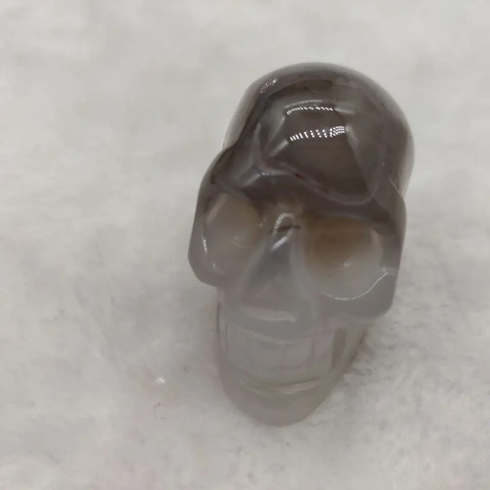 

Natural Agate Crystal Hand-Carved Skull Sculpture Decor
