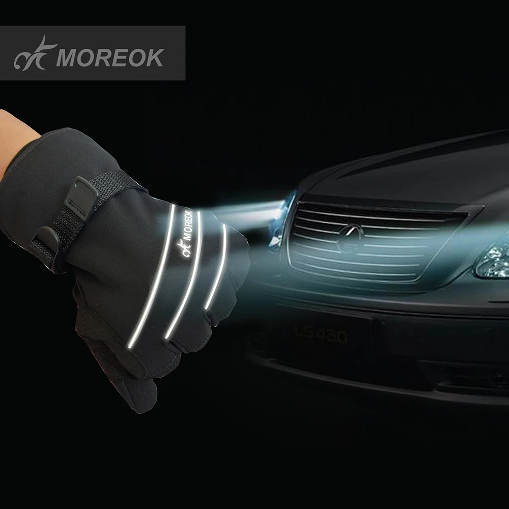 MOREOK 3M Thinsulate Термальность лыжные перчатки полный палец Сенсорный экран зимние перчатки Светоотражающие езда на велосипеде перчатки для вождения Для мужчин Для женщин