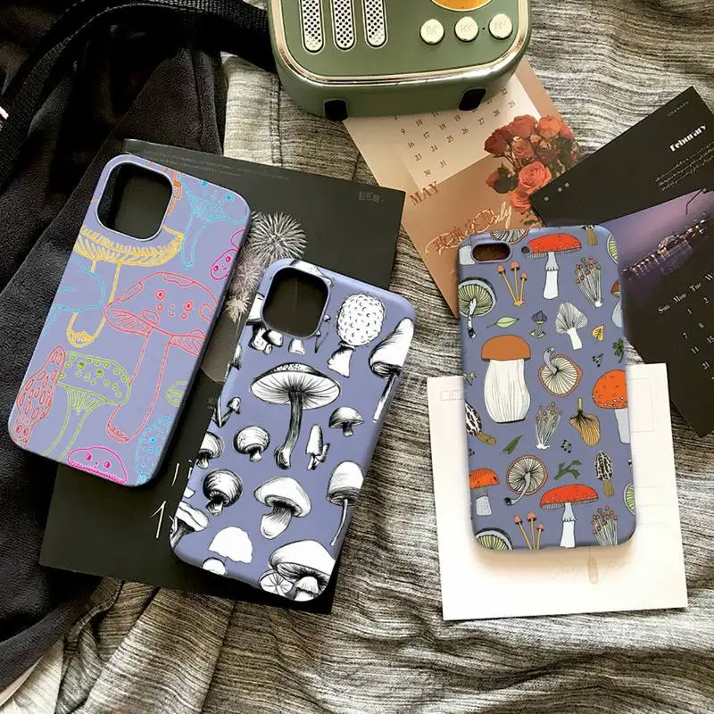 

Creative Minimalist Graffiti Line Mushroom Phone Case Candy Color for iPhone 6 7 8 11 12 s mini pro X XS XR MAX Plus