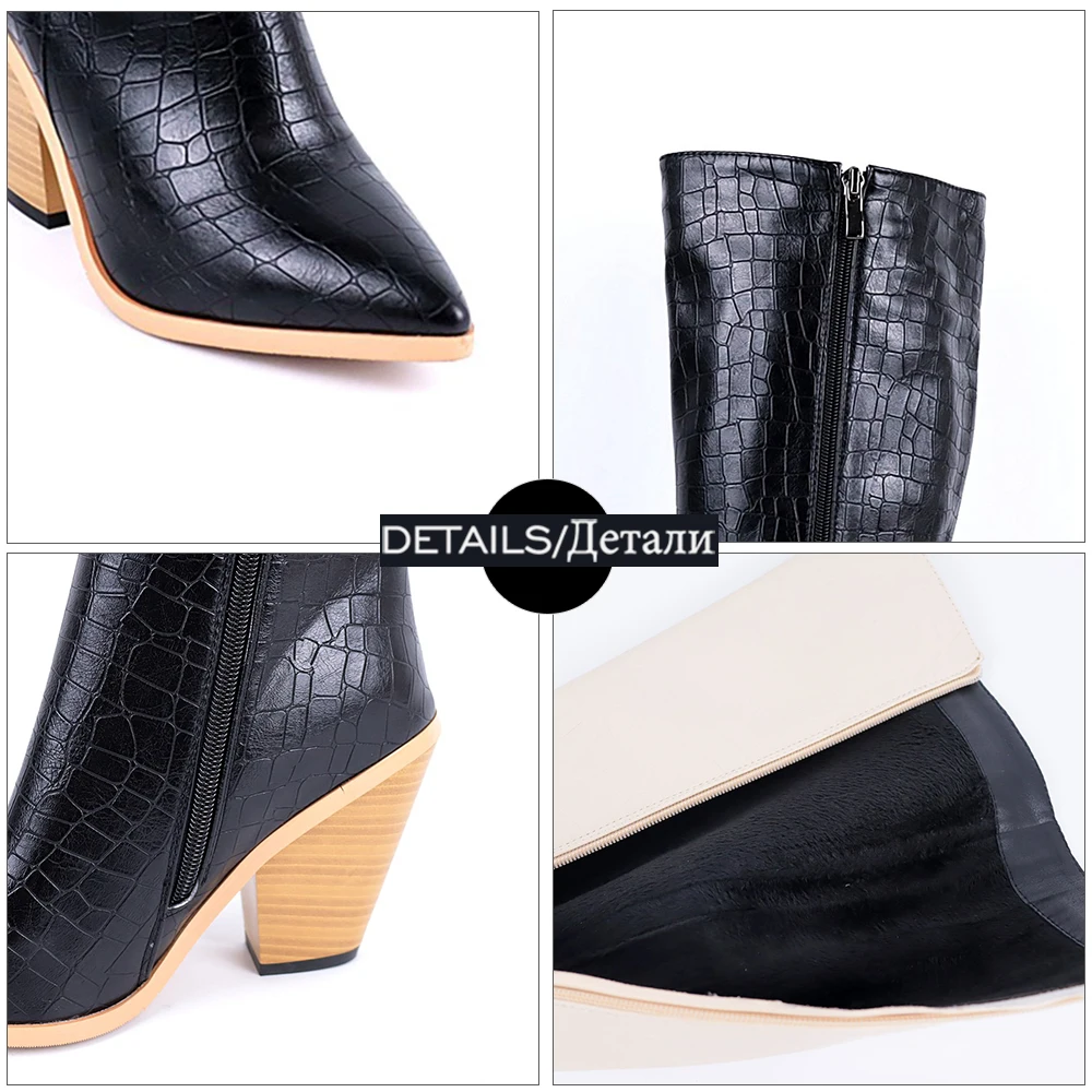 

WETKISS Women Western Knee High Boots High Spike Heels Zip Shoes Pointed Toe Autumn Winter Shoes For Female New Arrival Fashion