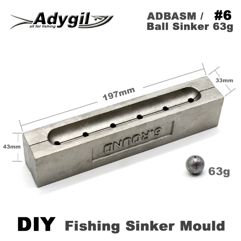 Adyгил DIY рыболовный грузила форма ADBASM/#6 шариковый 63 г 6 полостей | Спорт и