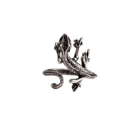 Кольцо мужское регулируемое из цинкового сплава, винтажное Ювелирное Украшение в стиле ретро с изображением ящерицы, животного, вечерняя бижутеривечерние, подарок