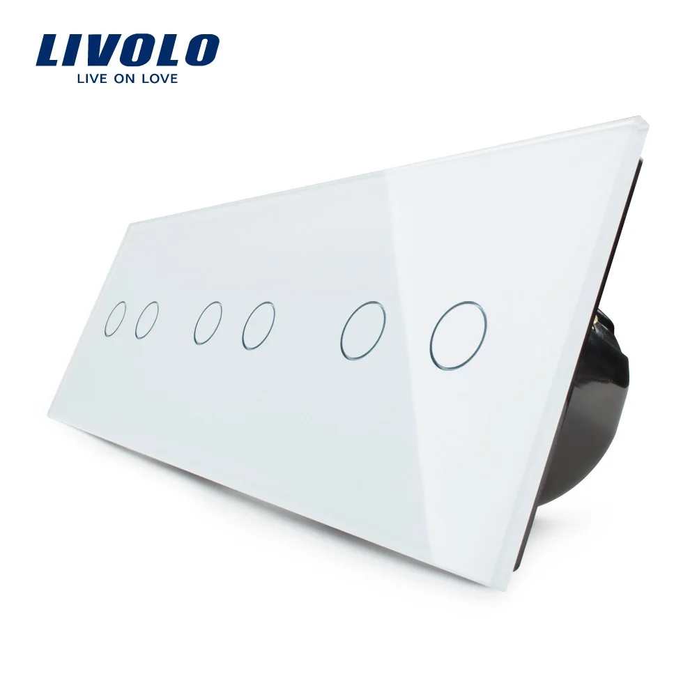 

Livolo EU Standard, Touch Switch, Free Combination Luxury Wall Triple Light Switch, VL-C706-11,With White Crystal Glass Panel