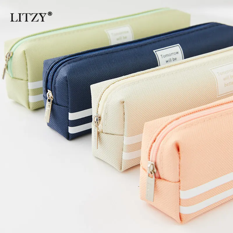 Красочный чехол для карандашей на молнии креативные корейские холщовые чехлы