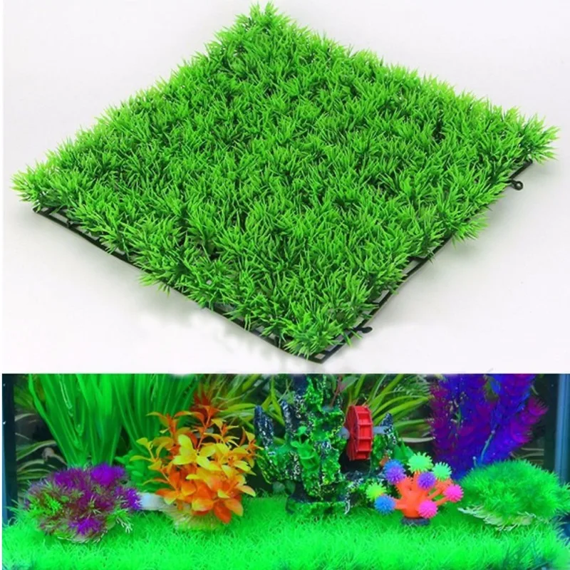 

Artificial Aquarium Weeds Accessories Plant Lawn 25x25cm Plastic Bottom Grass Aquascape Background Decor Fish Tank Ornament
