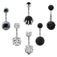 6 pcspack belly button rings black color ball heart hand catch ball shape navel piercing stainless steel jewelry