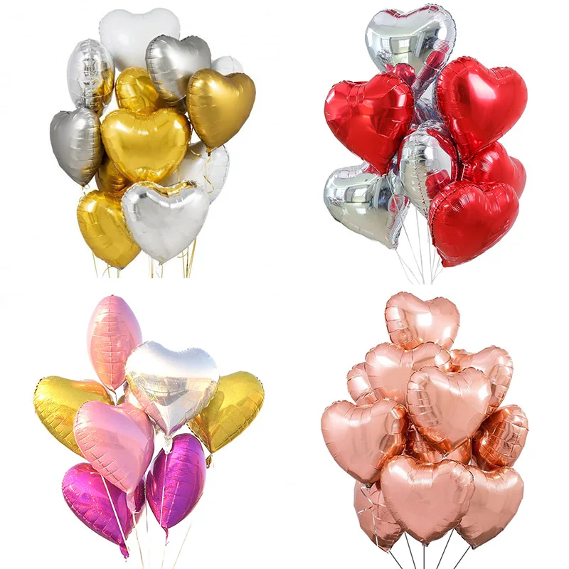 

50pcs 18inch New Year Decor Rose Gold Heart Foil Balloons Marriage Helium Balloon Wedding Birthday Party Decorations Gifts