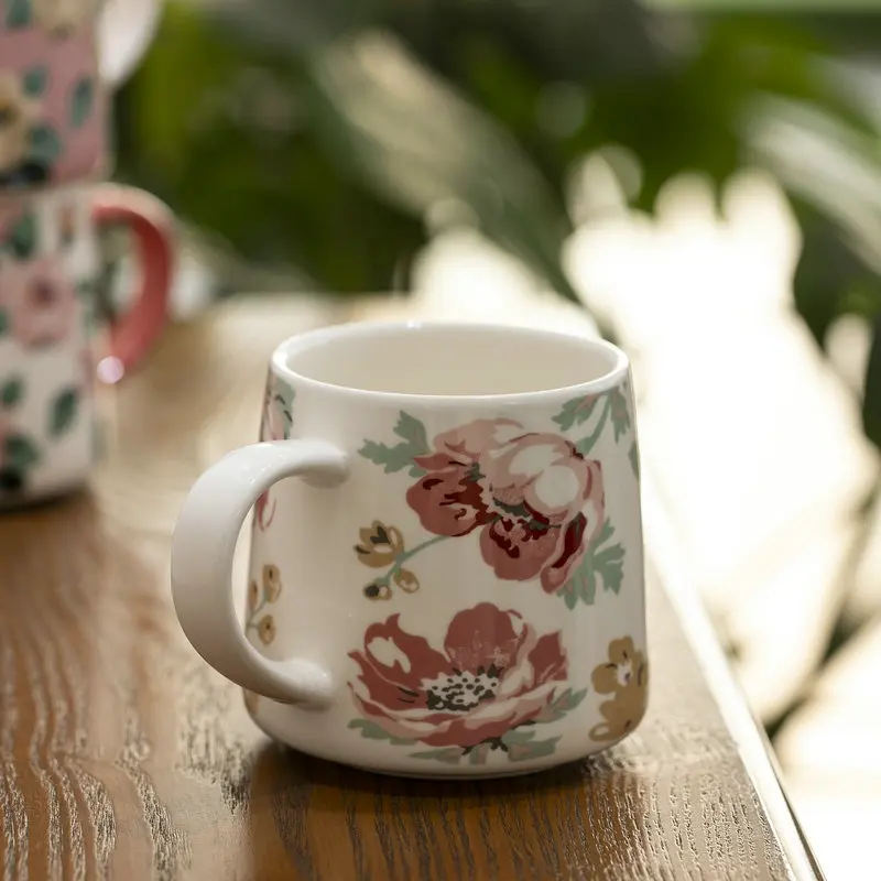 Цветочная керамическая кружка с ручкой кофейная чашка для влюбленных на завтрак