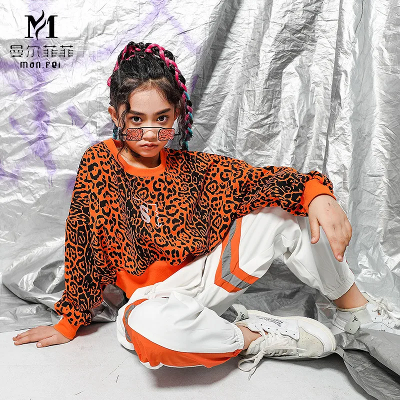 Костюм в стиле хип-хоп с леопардовым принтом для девочек | Детская одежда и обувь