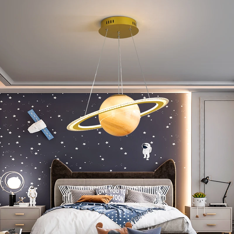 

Children's Room Planet Pendant Lights Creative Wandering Earth Boy Girl Room Chandelier Bedroom Light Space Starry Sky Lighting