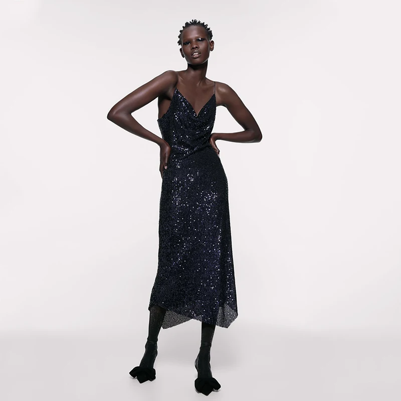 Новинка 2019 женское сексуальное платье с блестками на подтяжках модное нижнее