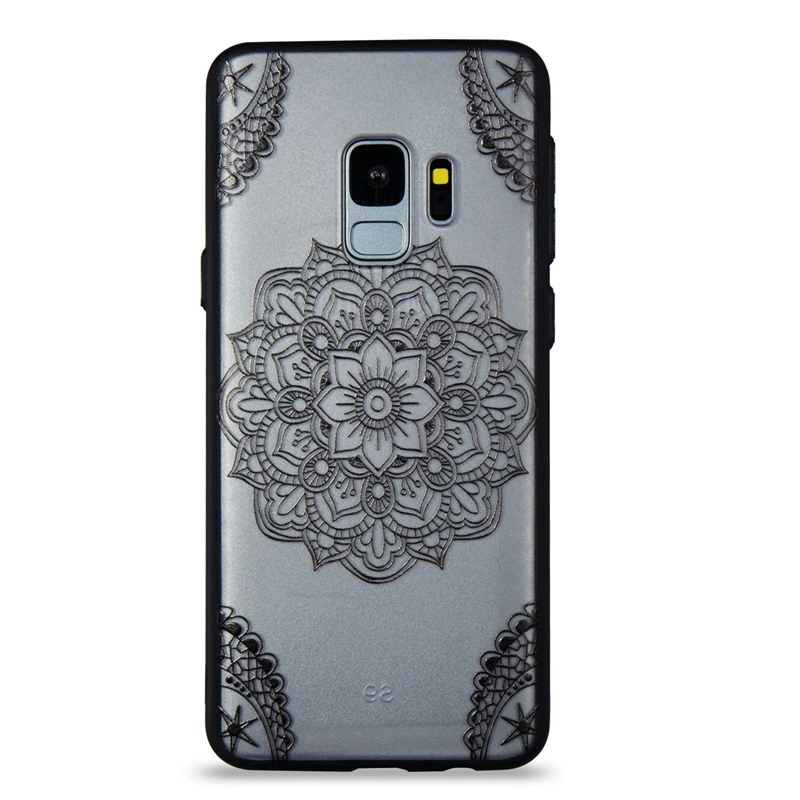 BlackSJF Милый прозрачный чехол с розовыми цветами для samsung Galaxy S10 S6 s7 edge S10e S9 S8 Plus A6 A8 A3 A5 A7 TPU+ PC задняя крышка - Цвет: BlackSJF