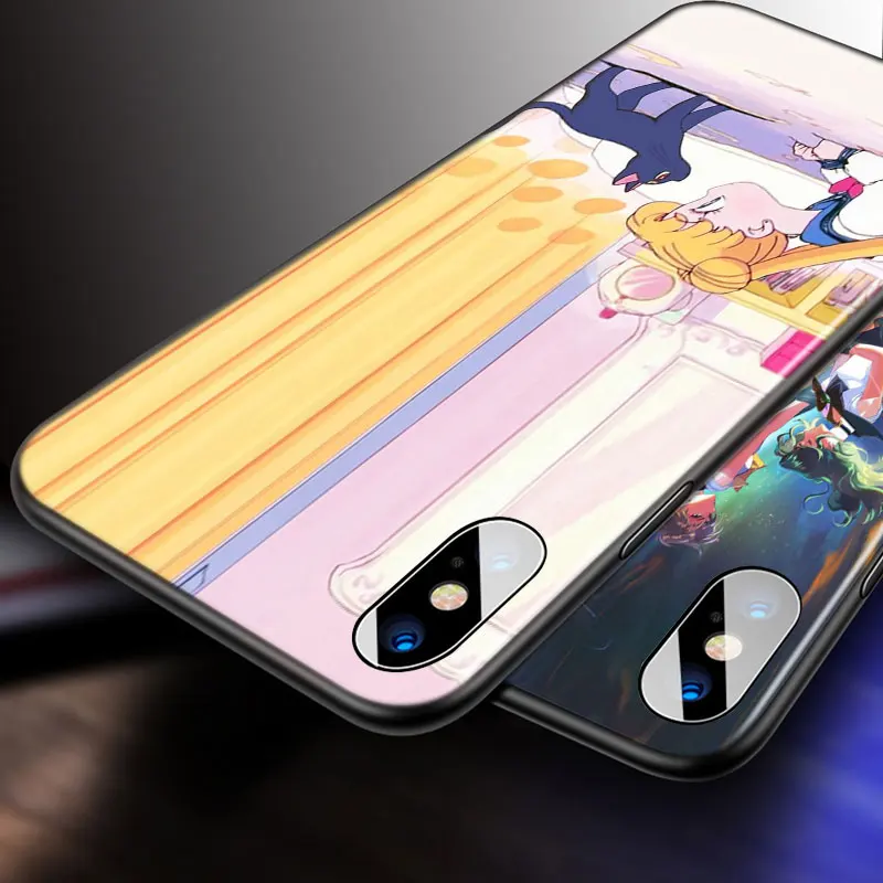 

Sailor Moon For Apple iPhone 12 11 Pro Max mini XS Max XR X 8 7 6 6S Plus 5S SE 2020 Soft Black Phone Case