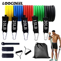 loogdeel 100lbs 11pcsset resistance bands body building gym home fitness equipment pull rope muscle strength training workout
