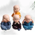 Комплект из 4 предметов статуэтки монахов творческий интерьер автомобиля ОРНАМЕНТ смоляные фигурки миниатюрный маленький ремесло аксессуары Семья украшение автомобиля домашний стол Декор