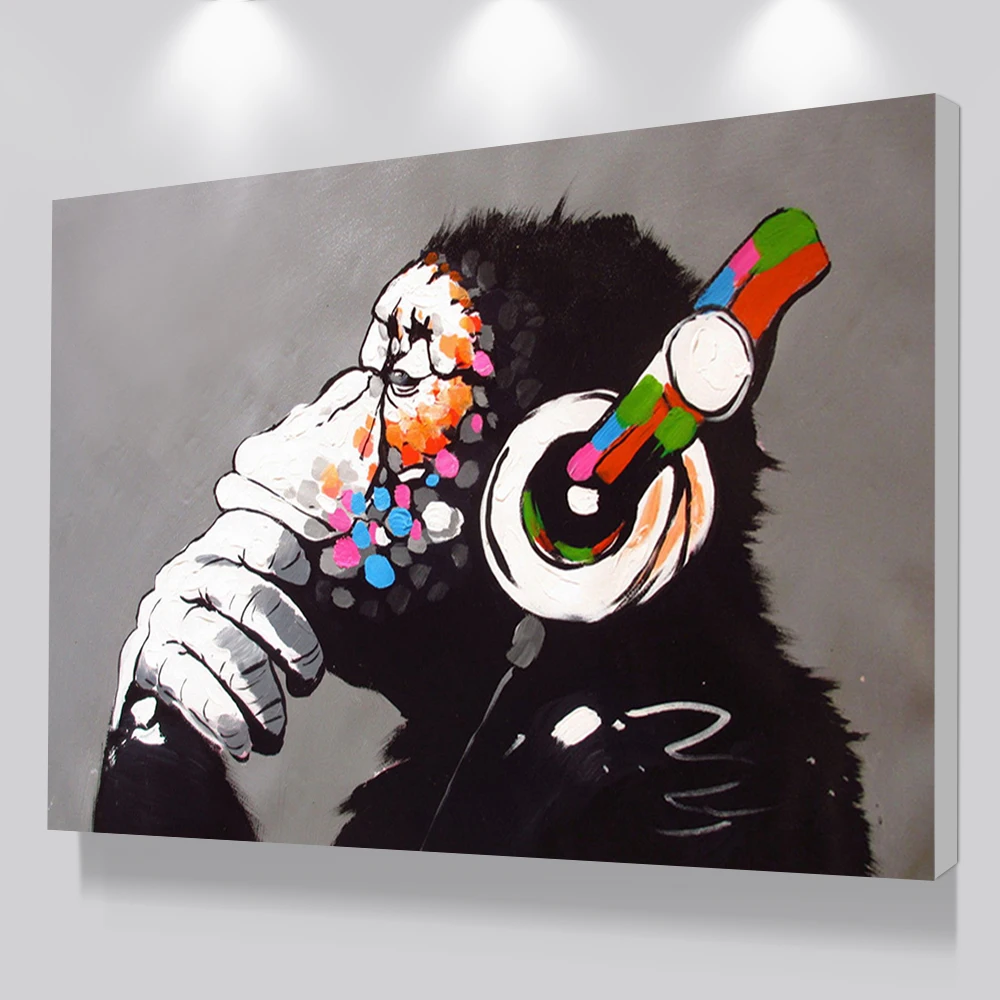 Современные DJ обезьяны плакаты и принты на стене граффити искусство животное