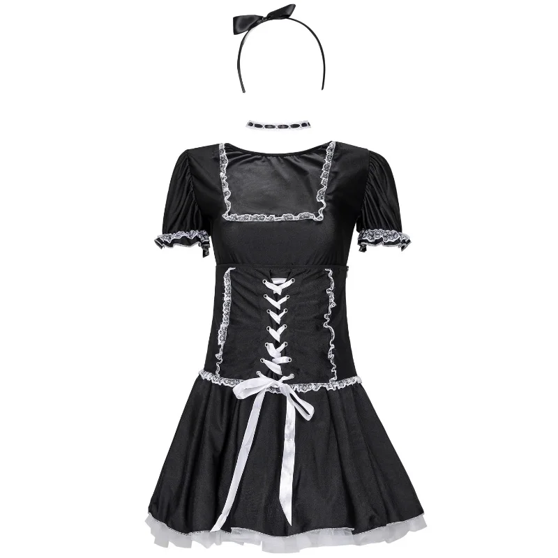 AIIOU Sexy Women Lingerie Babydoll Maid Uniform Costumes Erotic Sleepwear Exotic Black Lace Temptation Bandages | Тематическая