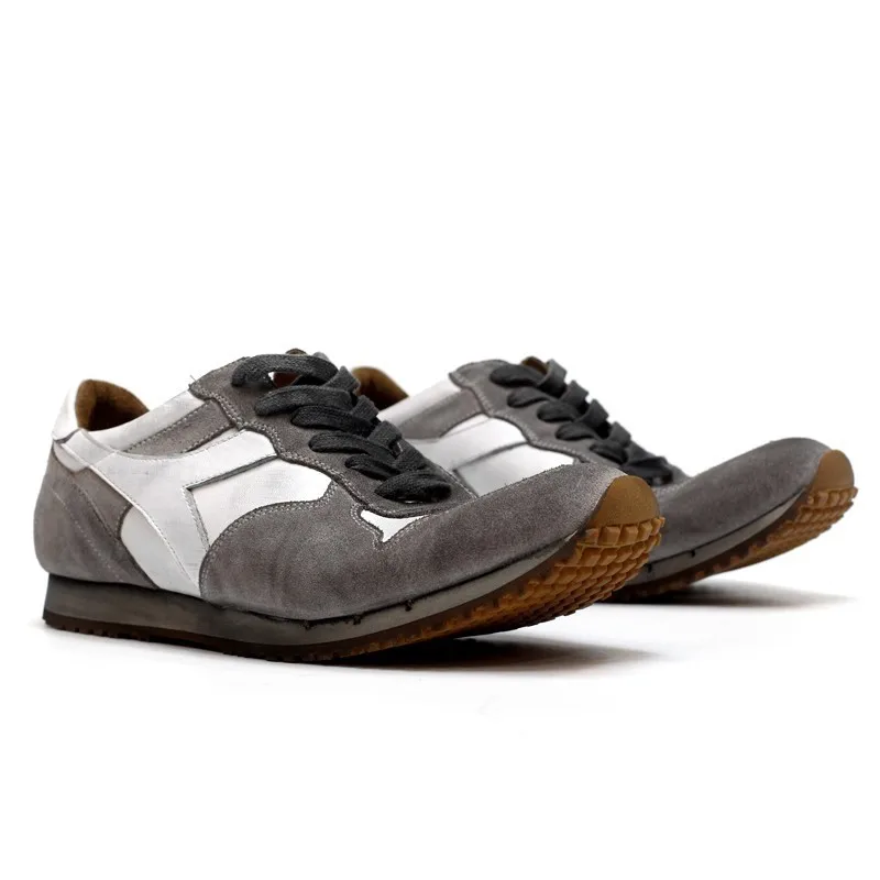 Лидирующий бренд Ретро стиль шнуровка Коровья замша настоящая кожа мужская