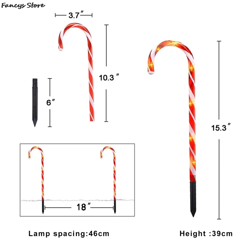 

10 Pieces usb Christmas Candy canes Lights Outdoor Warm LED Garden Pathway Home Lawn Lights New Year Christmas Decor