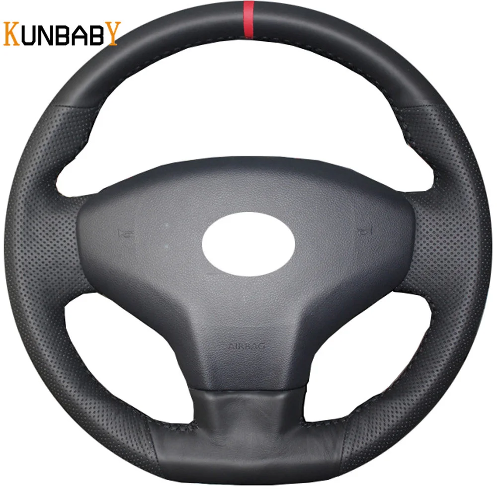 Алькантара чехол рулевого колеса автомобиля красный маркер на верхней части для