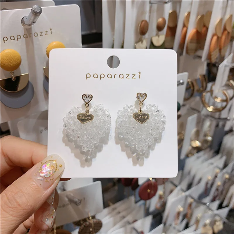Новые корейские Многослойные серьги подвески в форме сердца с белыми