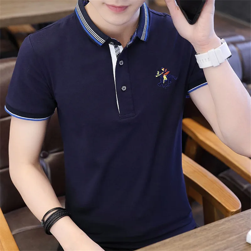 2019 новые шелковые Поло футболка мужская с коротким рукавом Сезон лето модные