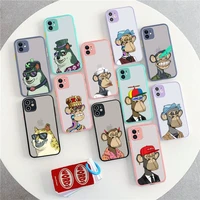 yndfcnb bored ape yacht club phone case for iphone x xr xs 7 8 plus 11 12 pro max translucent matte shockproof case