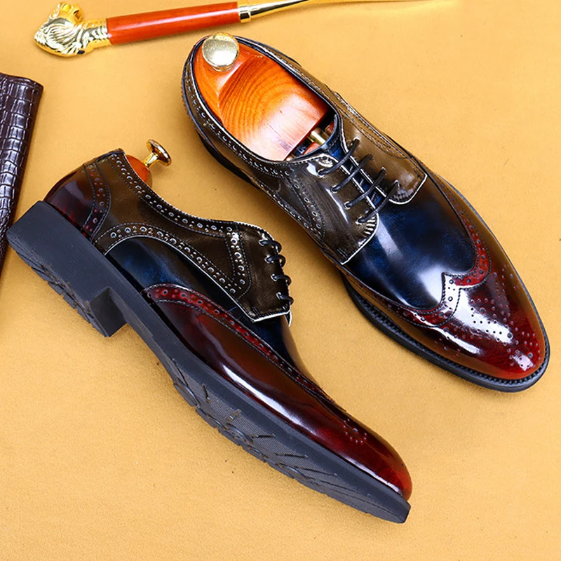 Броги из натуральной кожи мужские классические туфли ручной работы для офиса