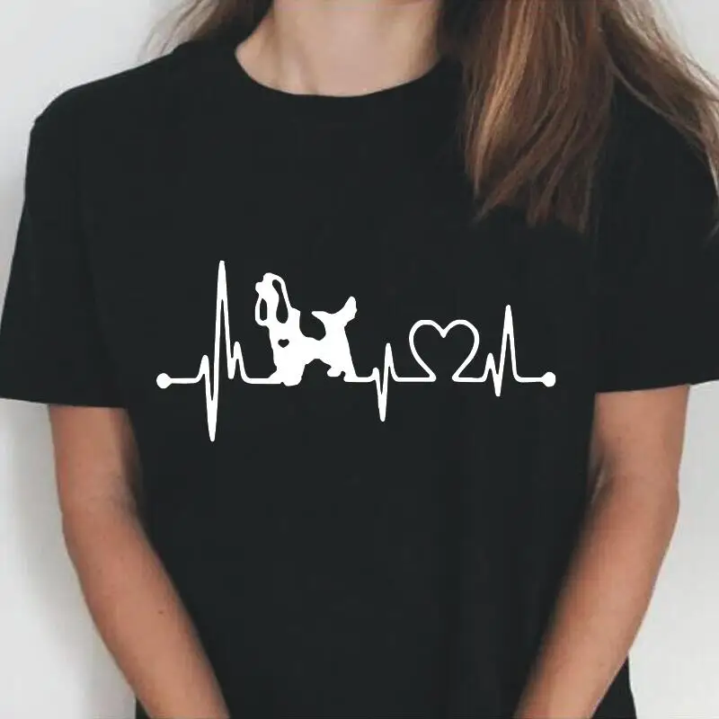 

Летняя футболка в стиле Харадзюку, женская футболка с забавным рисунком кокер-спаниеля, Женский Топ с коротким рукавом, повседневная женска...