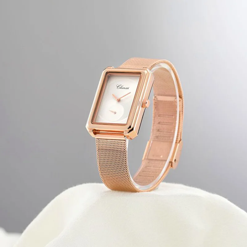 Модные CHENXI Брендовые женские повседневные часы цвета розового золота белые