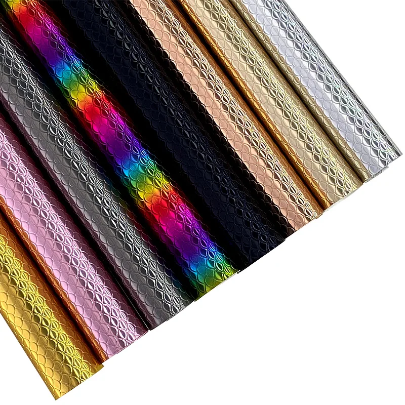 

XHT-422107 Holographic Reflective Mermaid Design Rainbow Wire Drawing Leatherette for Making Bag Cosmetic Bag Box Decoration