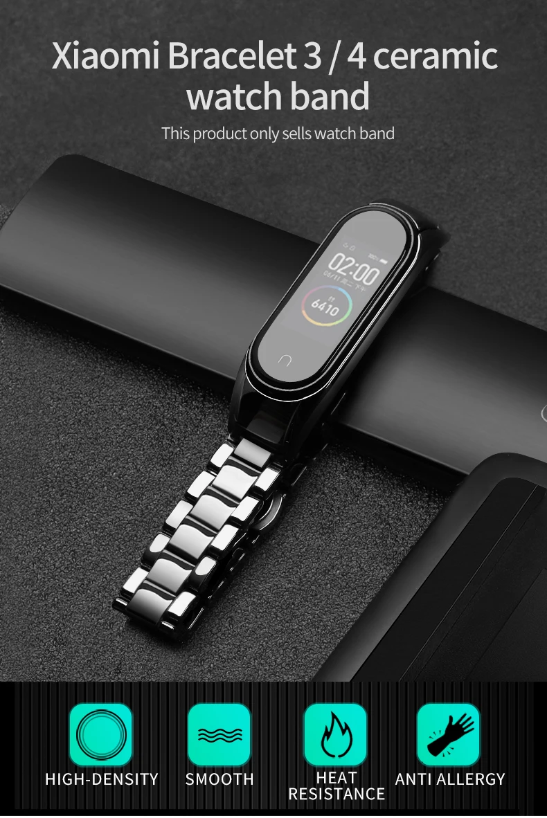 Керамический ремешок браслет для xiaomi mi band 5 ремешок для mi band 4 сменный ремешок с металлической пряжкой Регулируемый размер
