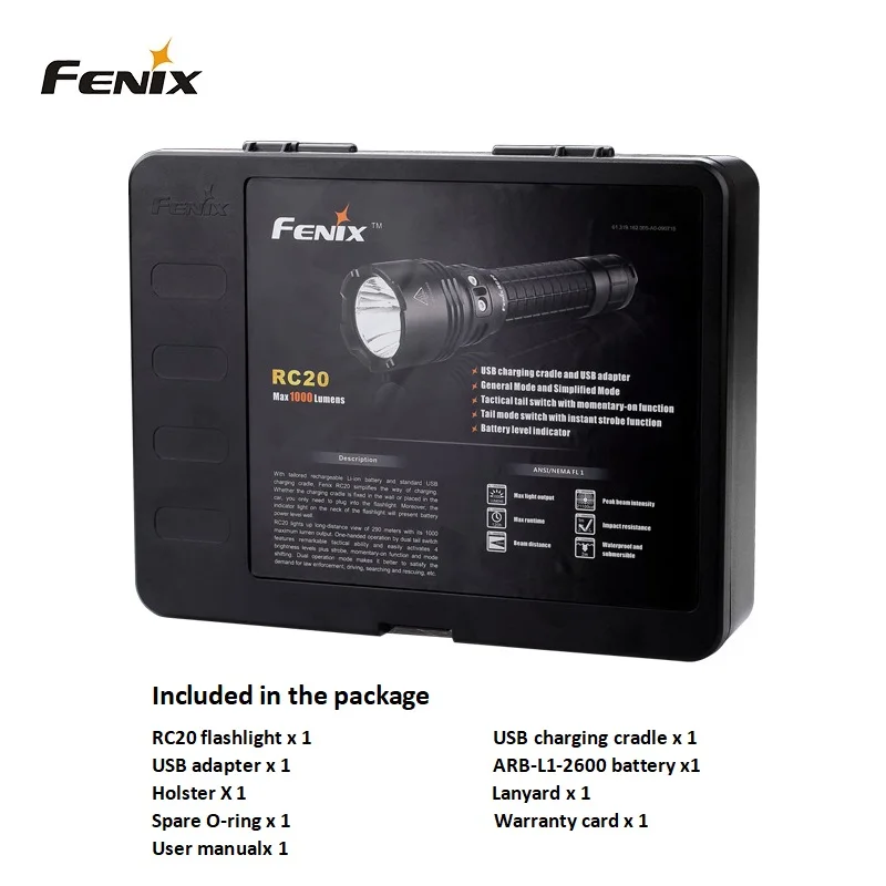 Fenix RC20 1000 люмен перезаряжаемый Cree XM L2 U2 тактический светодиодный фонарик с USB