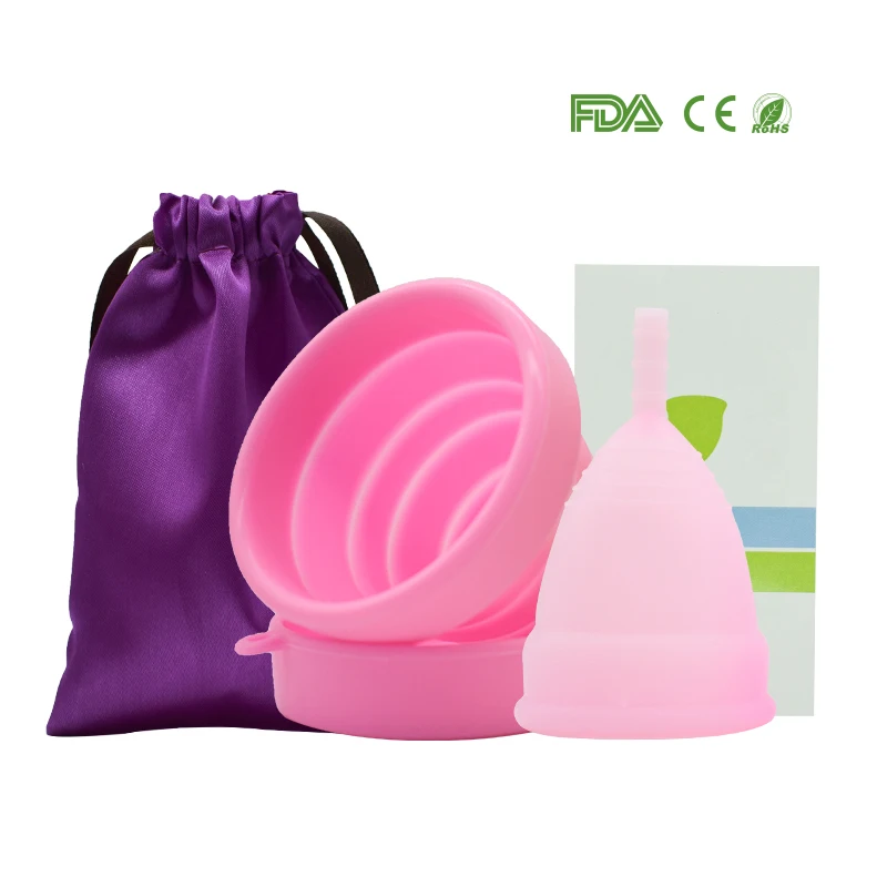 Слоновая кость 1pcs Menstrual Cup and 1pcs Sterilizer Cup Sterilizing Collapsible Cups to Clean Copa Menstrual Recyclable Foldable Cup - Цвет: Слоновая кость