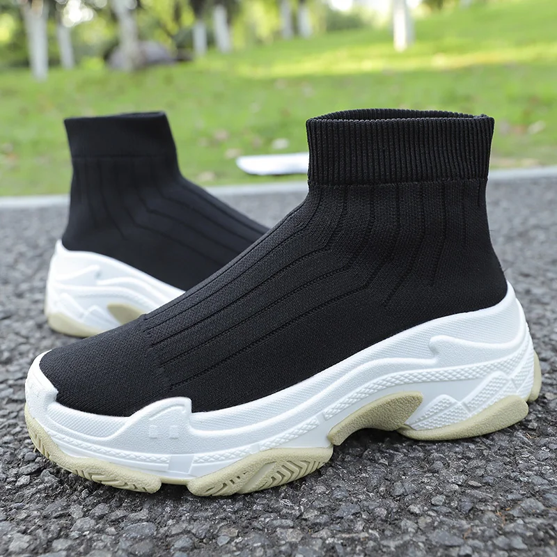 Женская спортивная обувь носки для бега Черная подошва вязаная дышащая новая